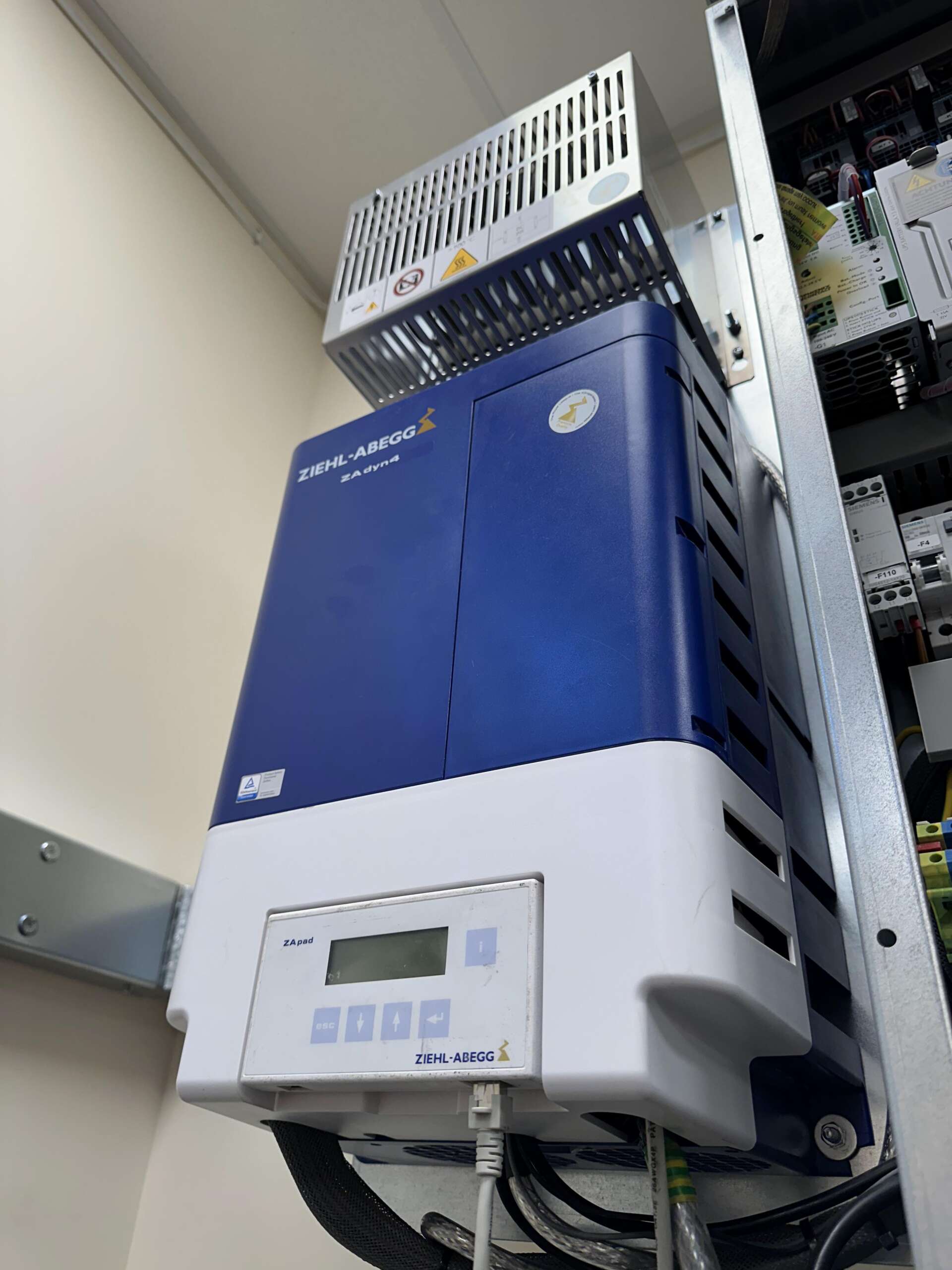 a blue and white electronic device