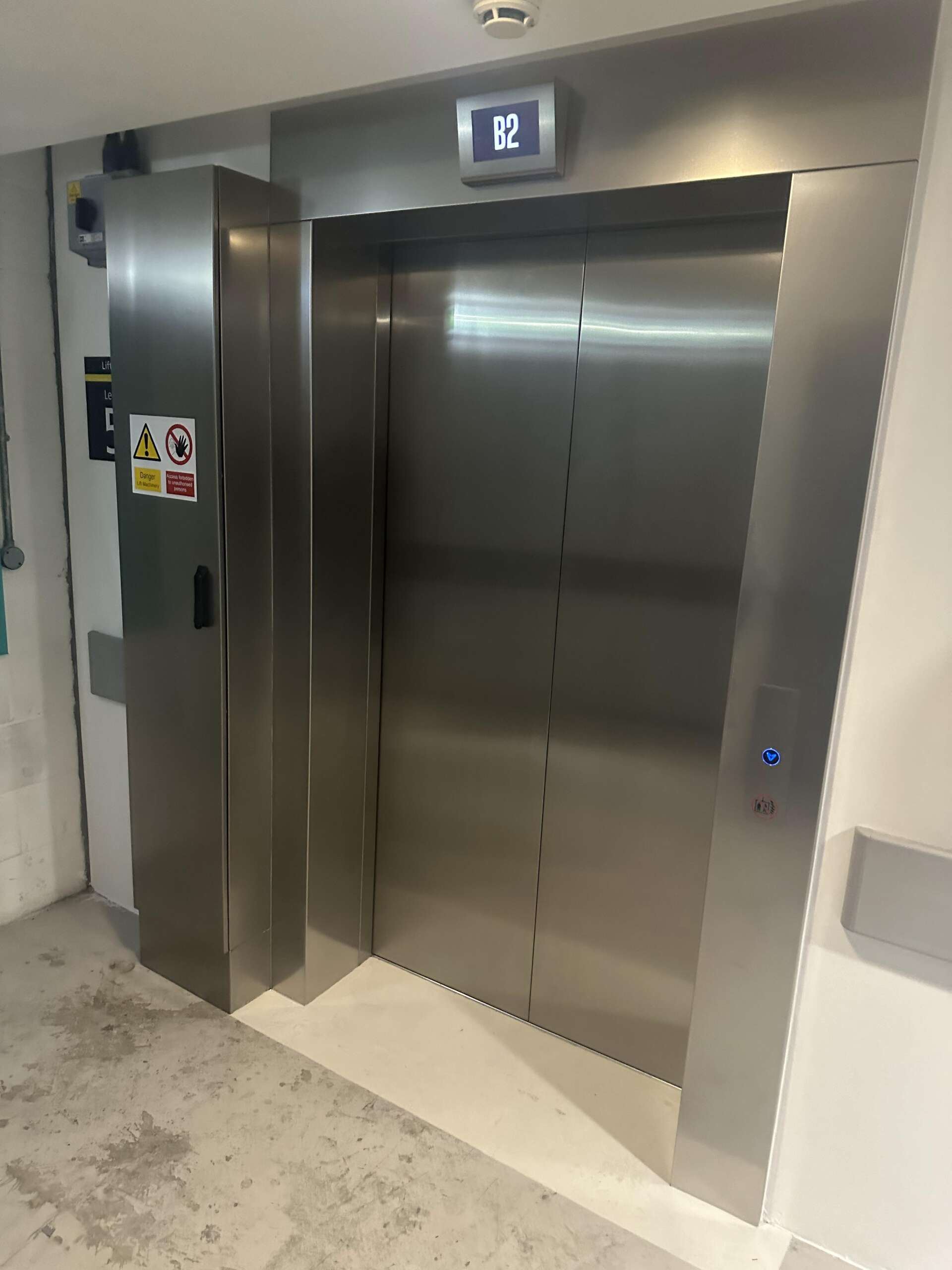 a elevator doors in a building