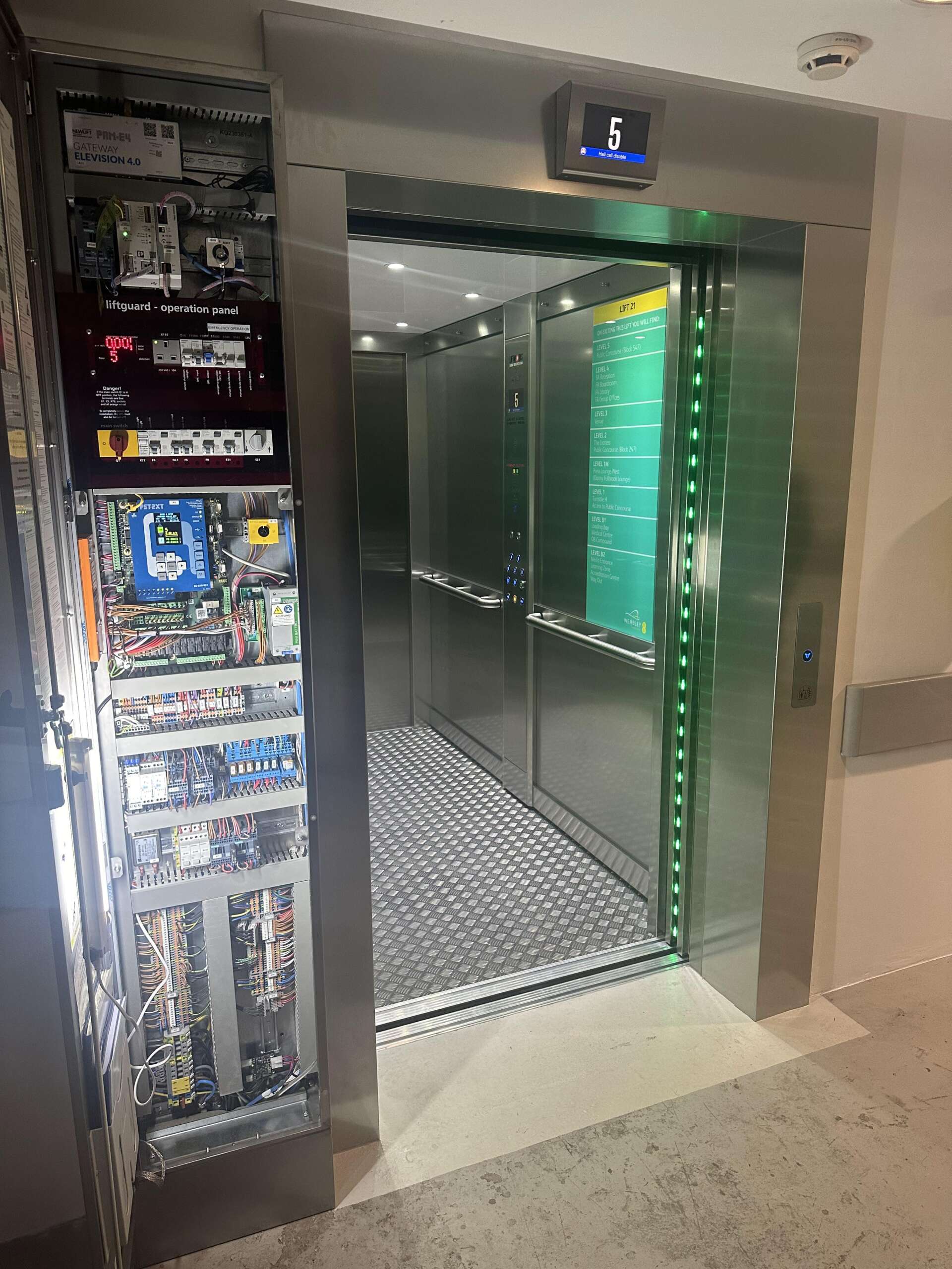an elevator with an open door