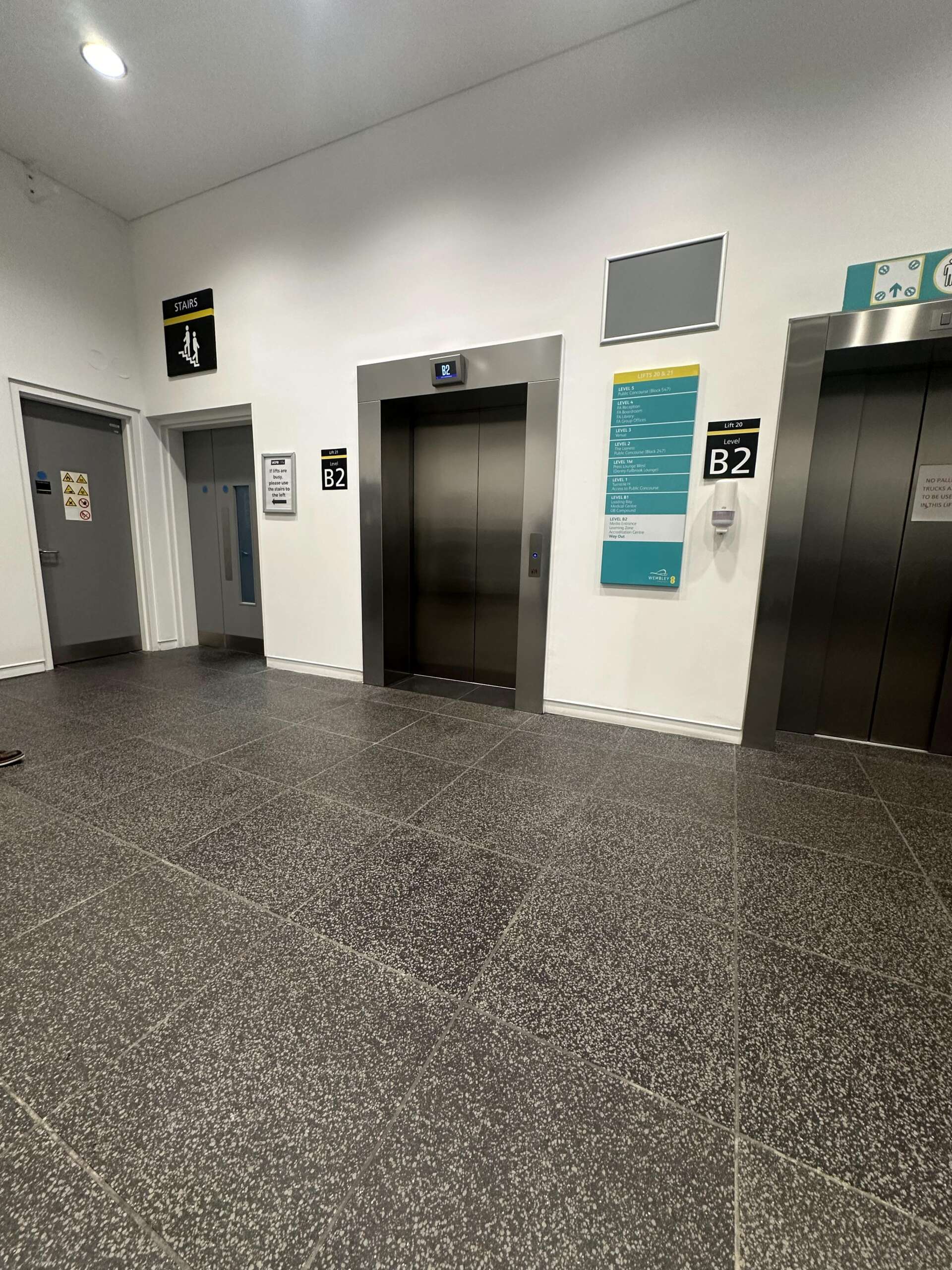 a group of elevators in a building