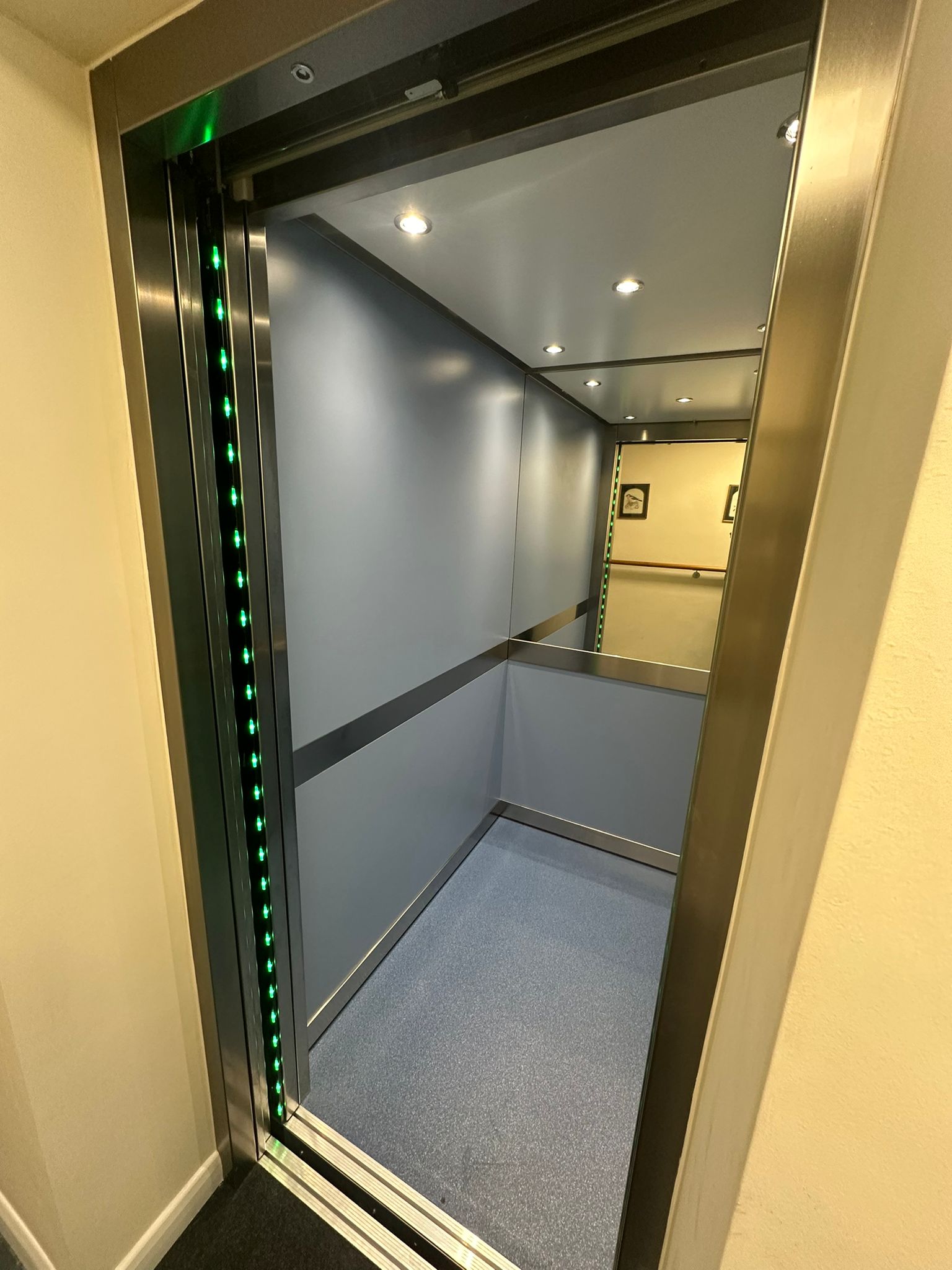 an elevator with a door open